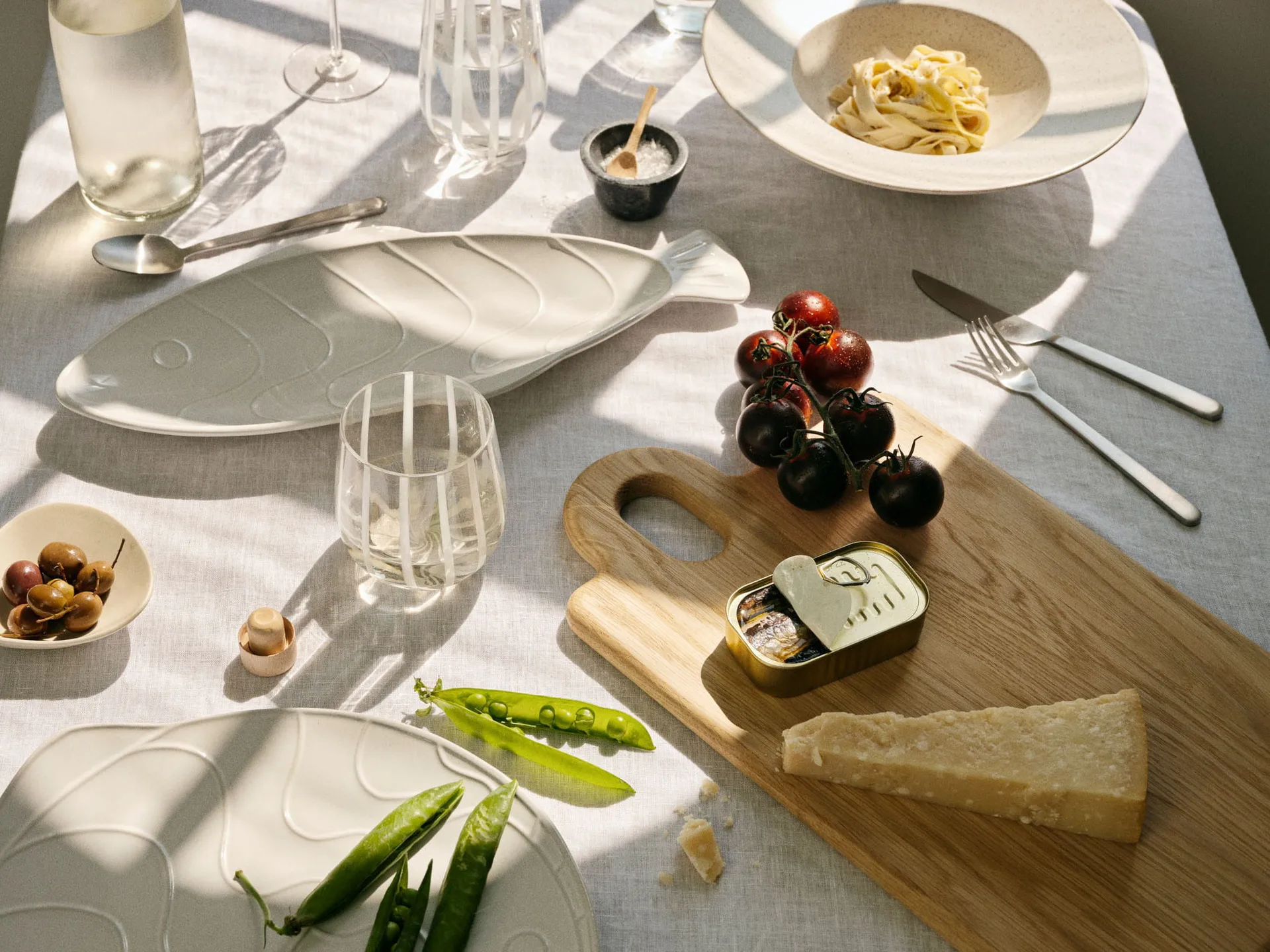 Stripe drinkglas 35 cl, Clear-white stripes Broste Copenhagen