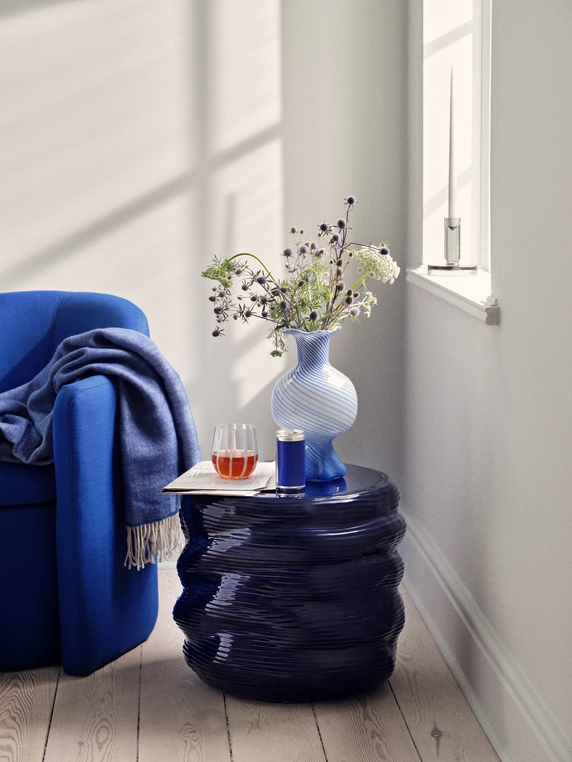 Stripe drinkglas 35 cl, Clear-white stripes Broste Copenhagen