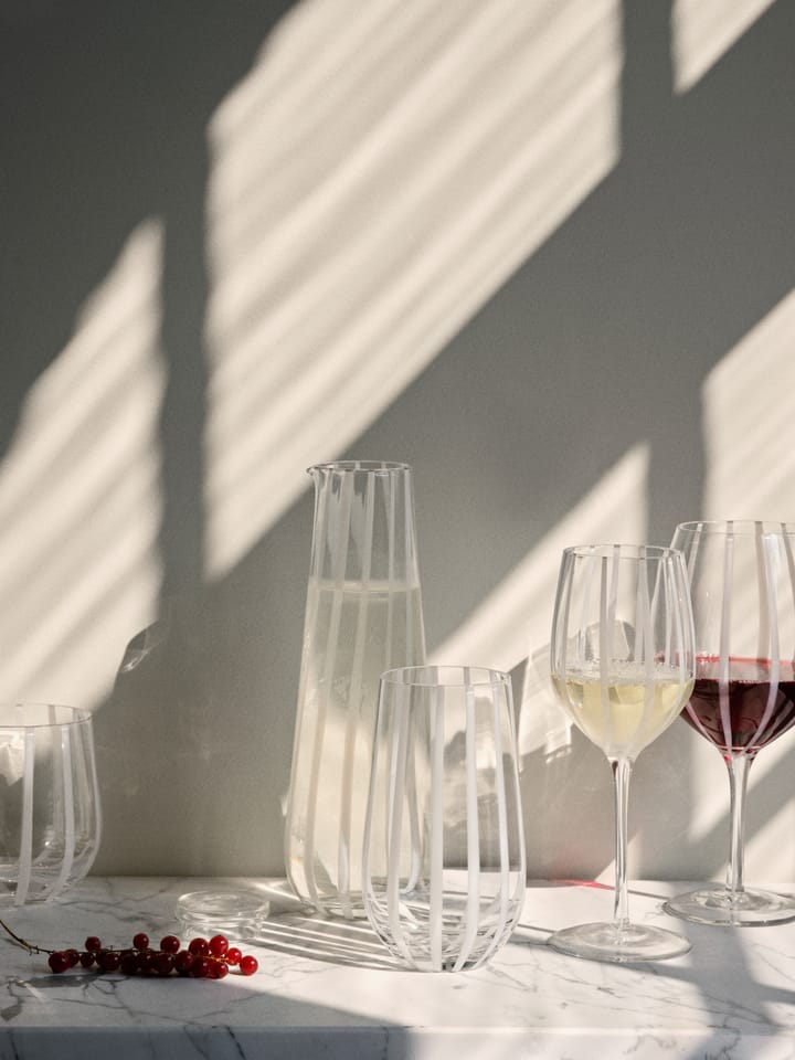 Stripe rodewijnglas 65 cl, Clear-white stripes Broste Copenhagen