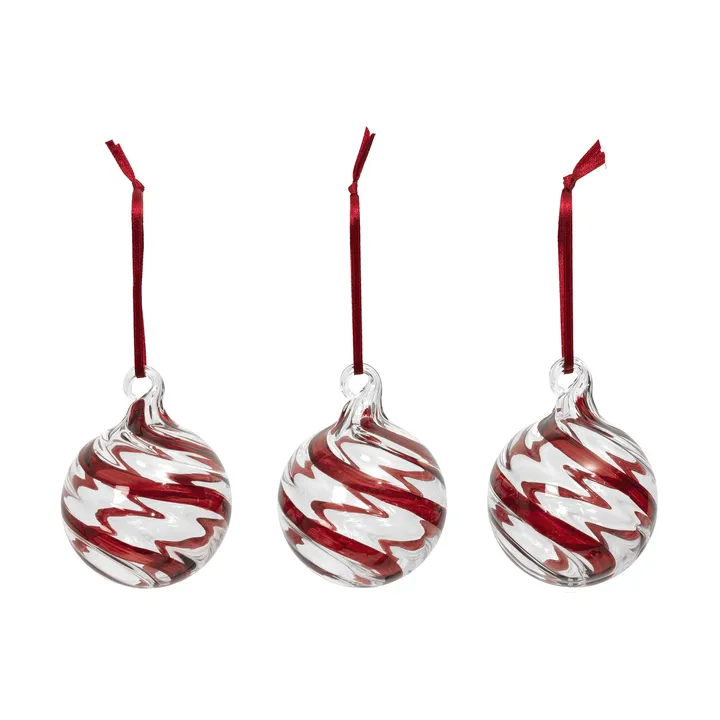 Swirl kerstbal - Deep Red-Clear - Broste Copenhagen
