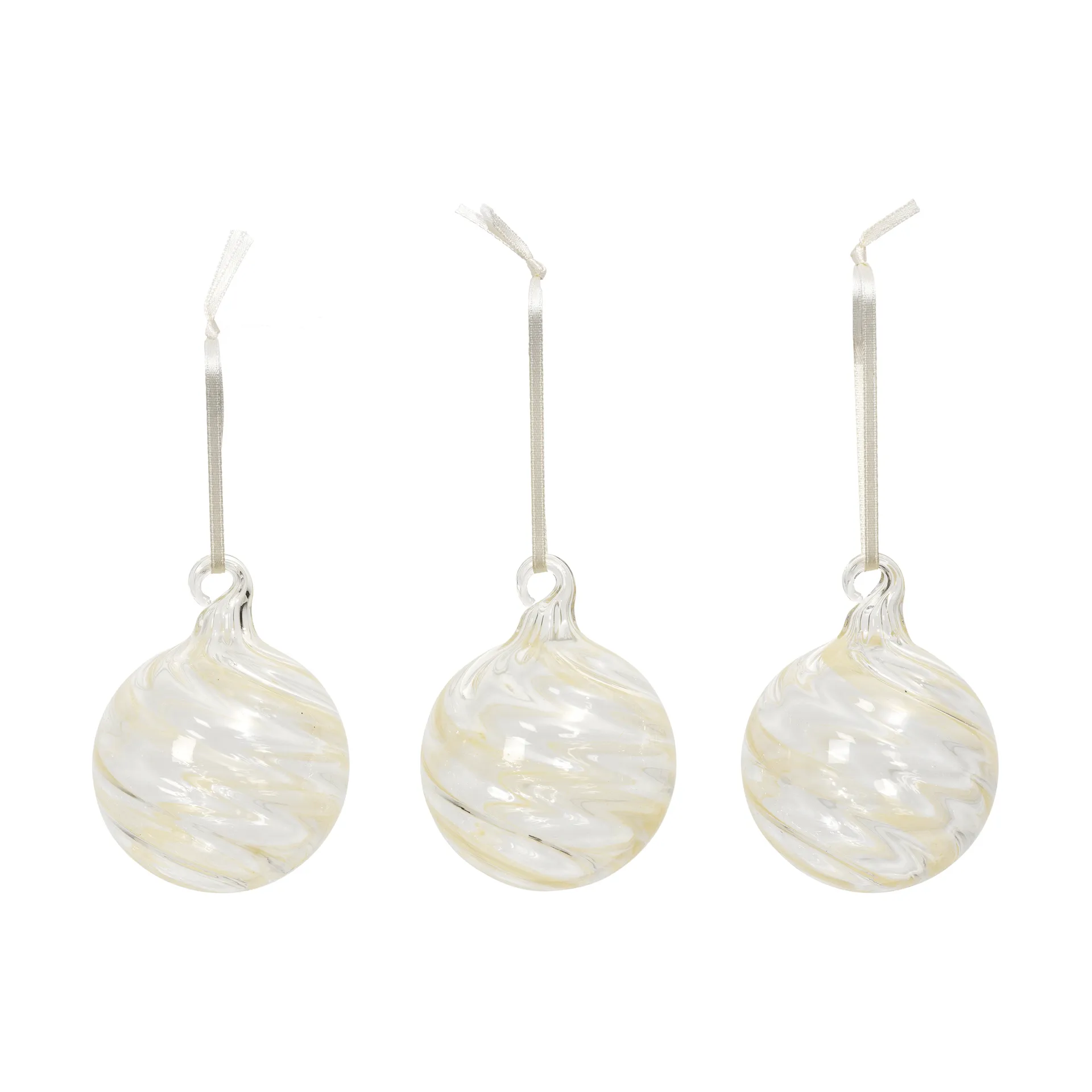 Swirl kerstbal, Off White-Clear Broste Copenhagen