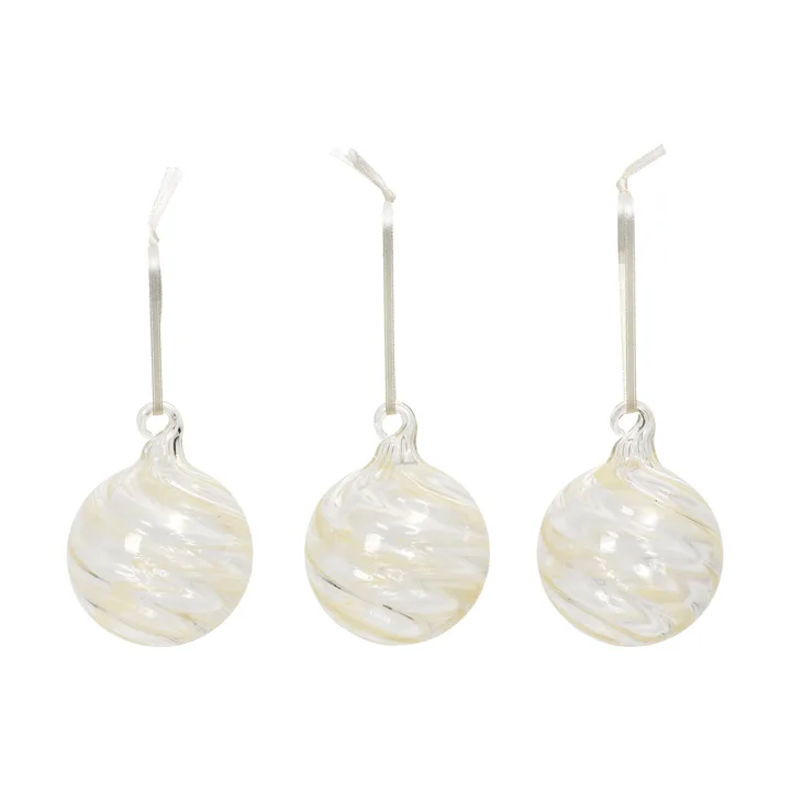 Swirl kerstbal - Off White-Clear - Broste Copenhagen