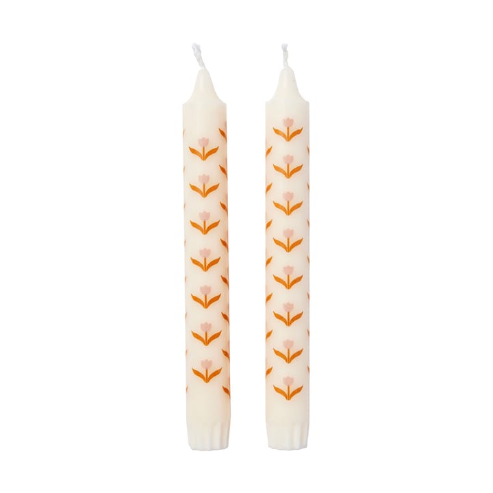 Tulip kroonkaars 2-pack - White-soft pink - Broste Copenhagen