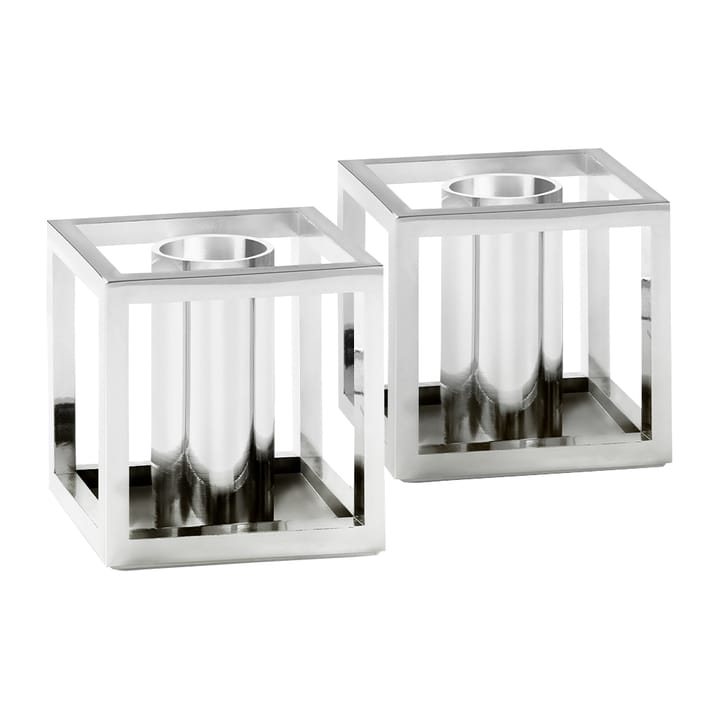 Kubus Micro kandelaar 2-pack - Nikkel - By Lassen