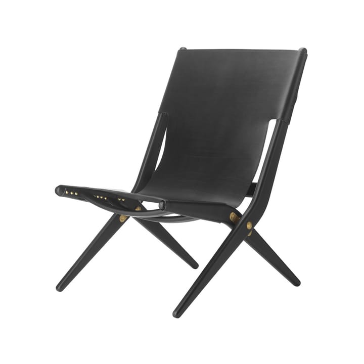 Saxe fauteuil - leer zwart, zwartgebeitst eikenhouten onderstel - By Lassen