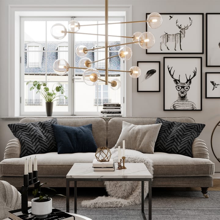 Avenue hanglamp, goud/transparant, 12 lampen By Rydéns
