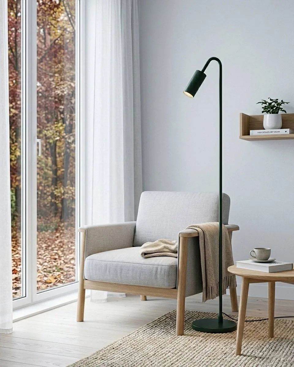 Curve vloerlamp 146 cm, Mat groen By Rydéns