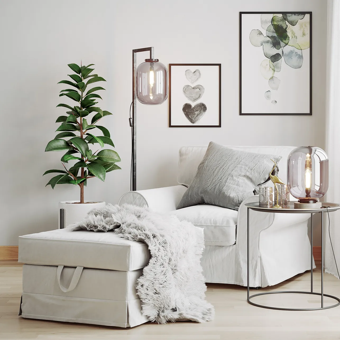 Leola vloerlamp, Zwart marmer-rookgrijs By Rydéns