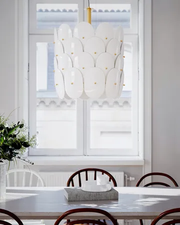 Omlott hanglamp Ø50 cm - Messing-wit - By Rydéns
