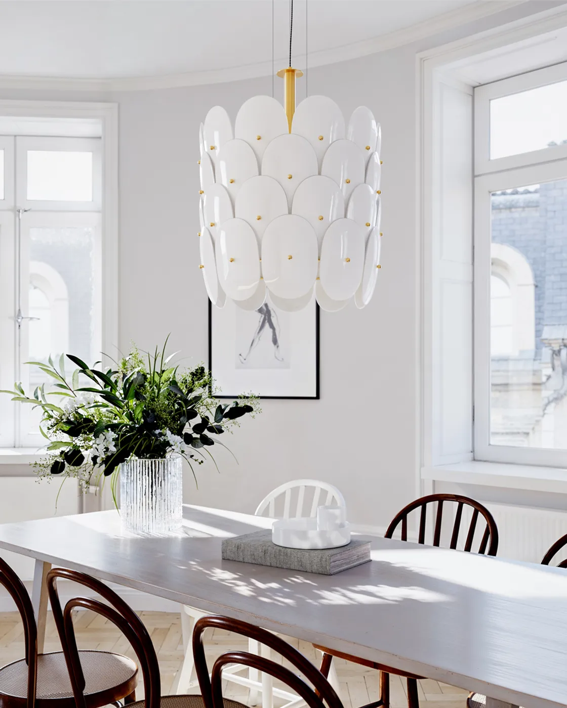 Omlott hanglamp Ø50 cm, Messing-wit By Rydéns