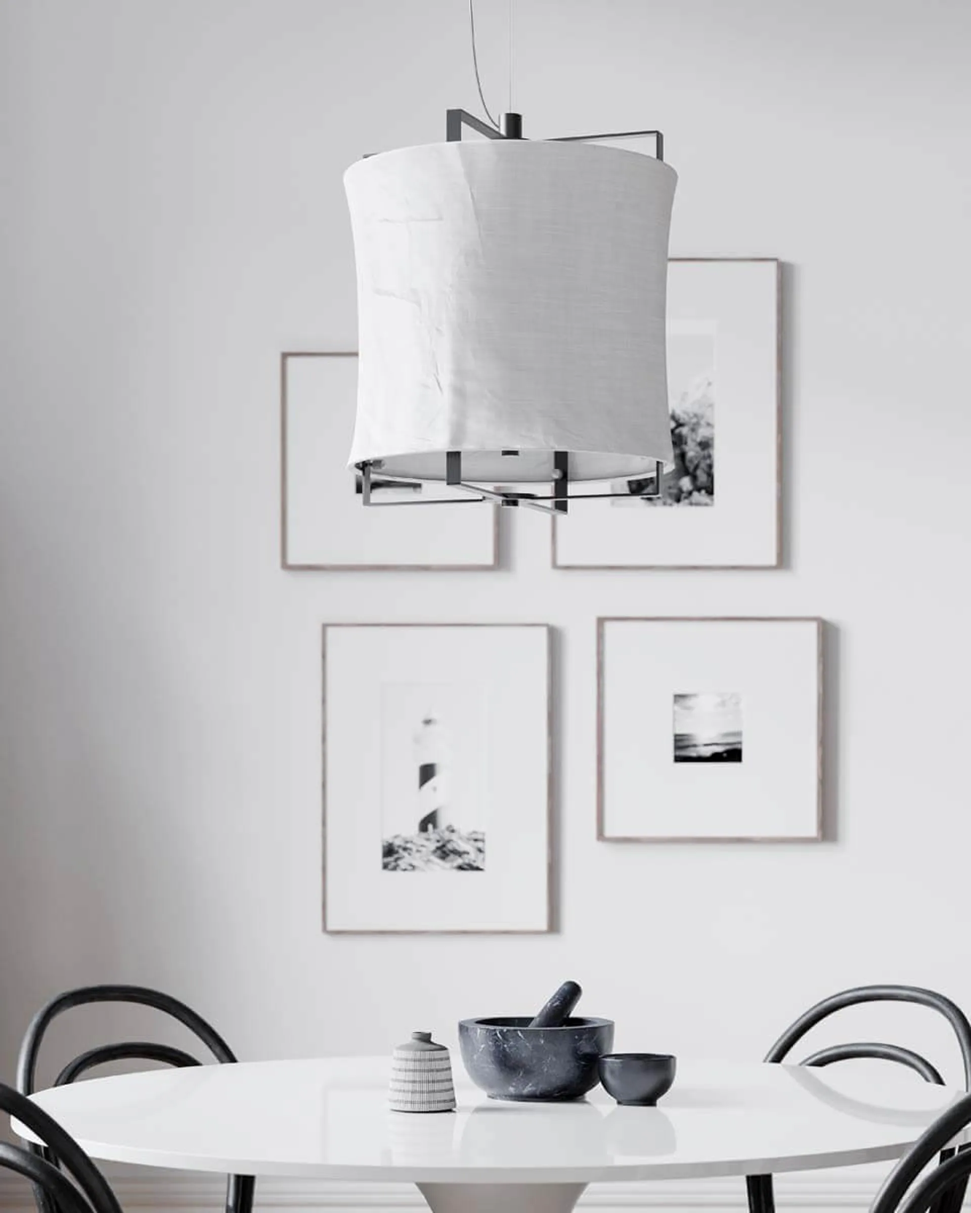 Softy hanglamp Ø35 cm, Matwit-matzwart By Rydéns