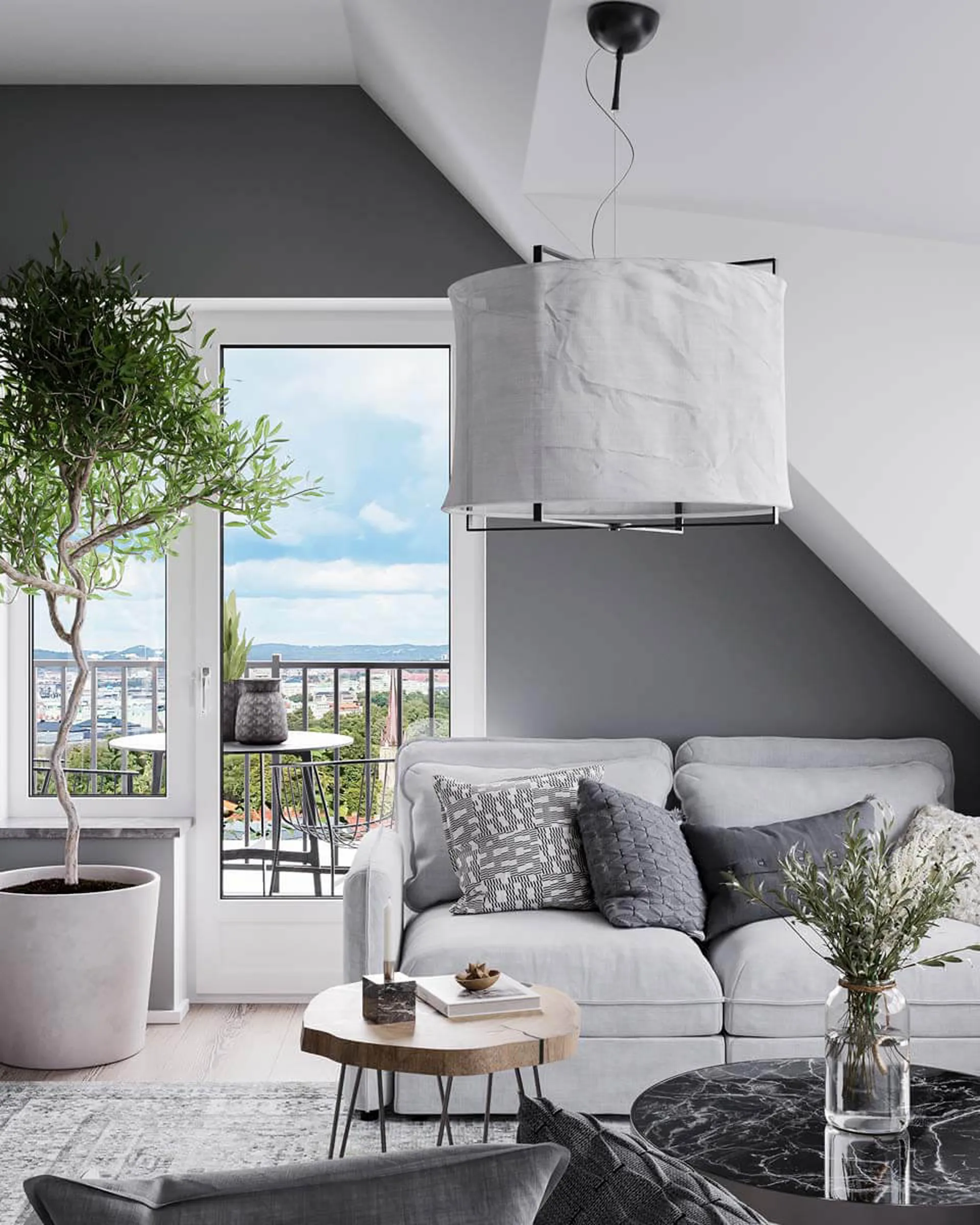 Softy hanglamp Ø60 cm, Matwit-matzwart By Rydéns