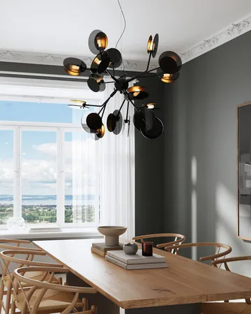 Turno hanglamp Ø80 cm - Mat zwart-goud - By Rydéns