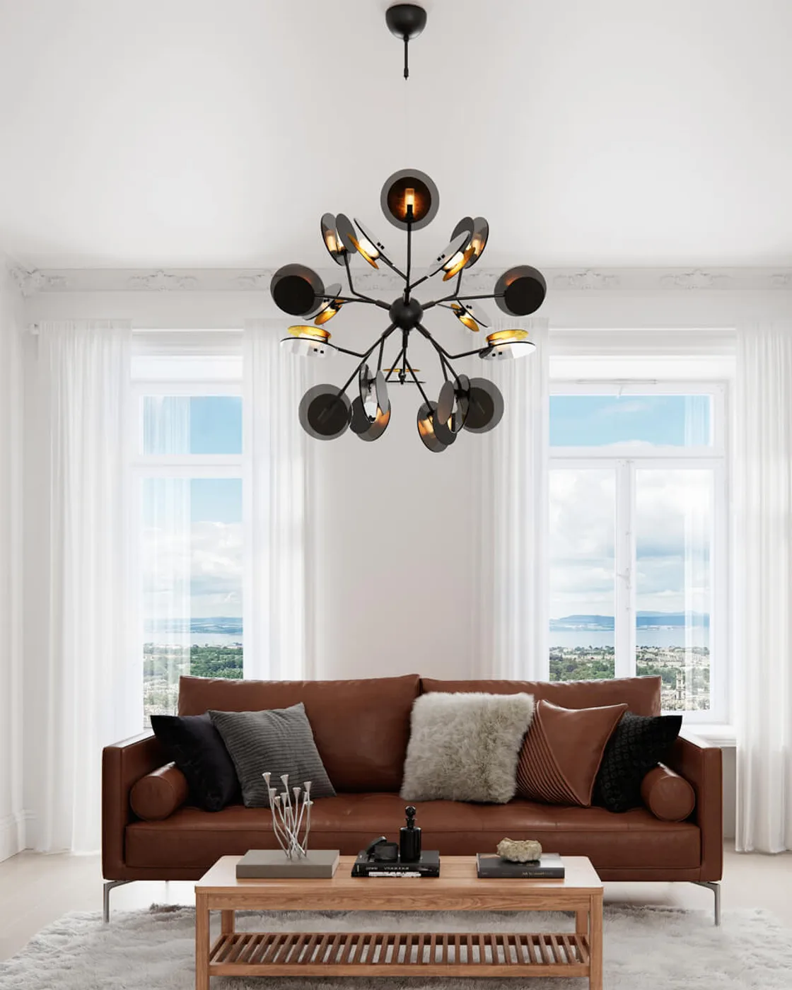 Turno hanglamp Ø80 cm, Mat zwart-goud By Rydéns