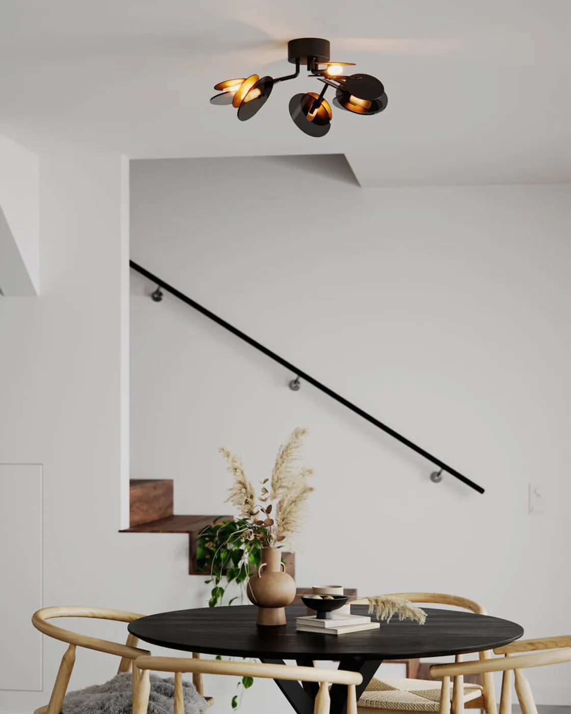 Turno plafondlamp Ø66 cm, Mat zwart-goud By Rydéns