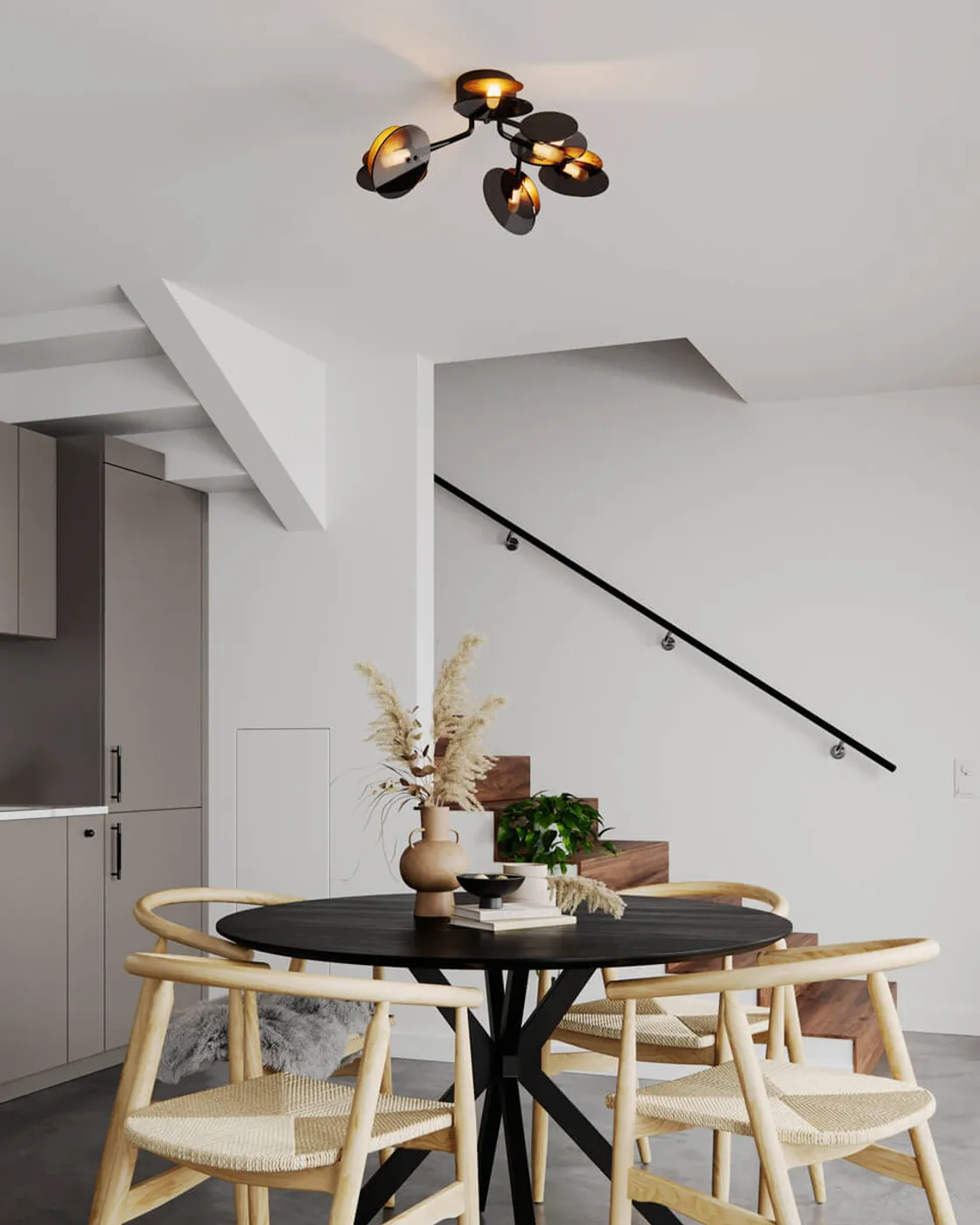 Turno plafondlamp Ø66 cm, Mat zwart-goud By Rydéns