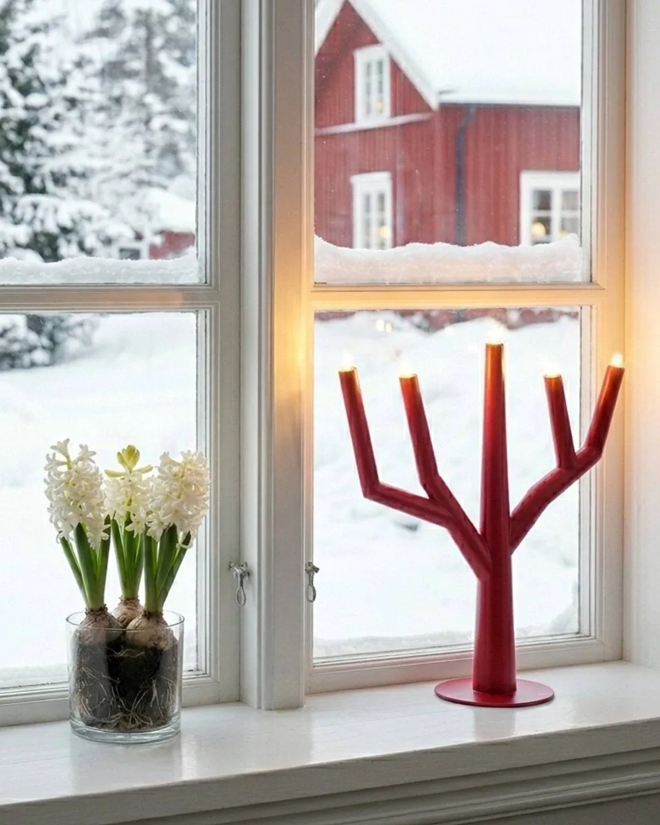 Winter Ruby adventskandelaar, Oxidrood By Rydéns