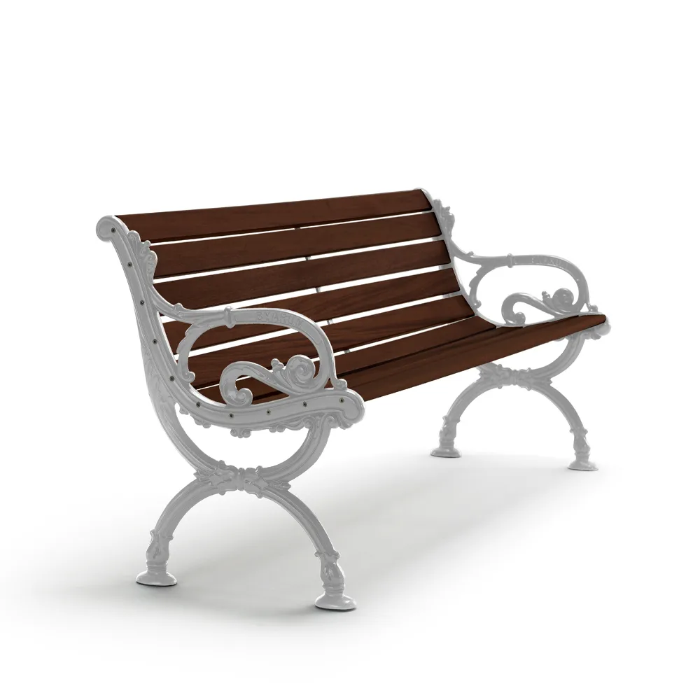 Byarum bank, Sparrenhout bruine beits, ruw aluminium frame, 155 cm Byarums bruk