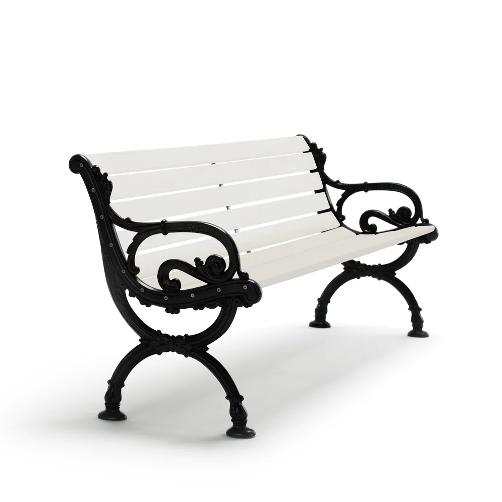 Byarum bank, Wit gelakt sparrenhout, zwart frame, 155 cm Byarums bruk