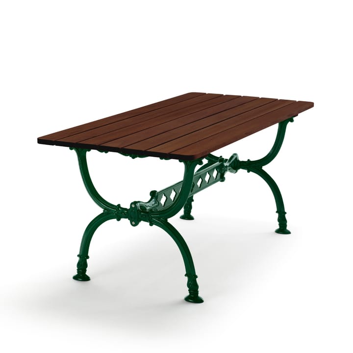 Byarum tafel 142x72 cm, Sparrenhout bruine beits, groen frame Byarums bruk