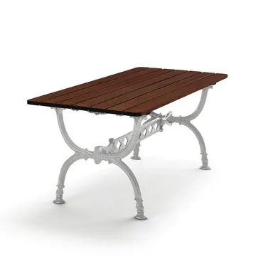 Byarum tafel 142x72 cm - Sparrenhout gebeitst, ruw aluminium frame - Byarums bruk