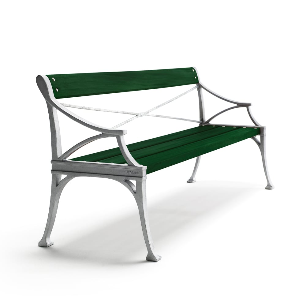 Byarums bruk Lessebo bank Groen, ruw aluminium frame