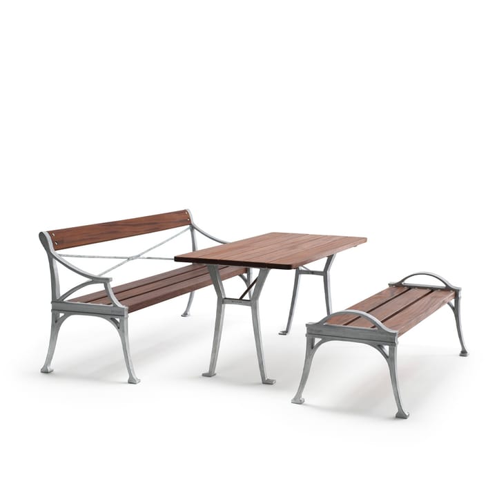 Lessebo bank, Mahonie, ruw aluminium frame Byarums bruk