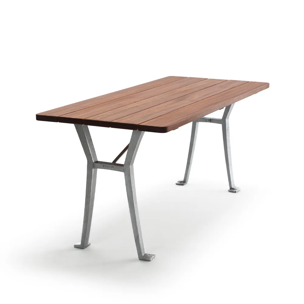 Lessebo tafel, Mahonie, onbewerkt aluminium frame Byarums bruk