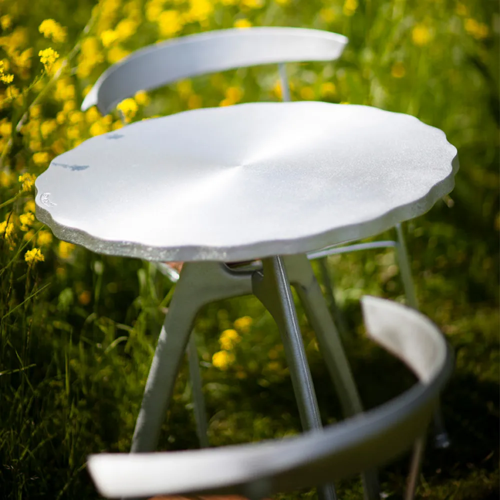 Odd bijzettafel, Aluminium, ruw aluminium frame, sling Byarums bruk