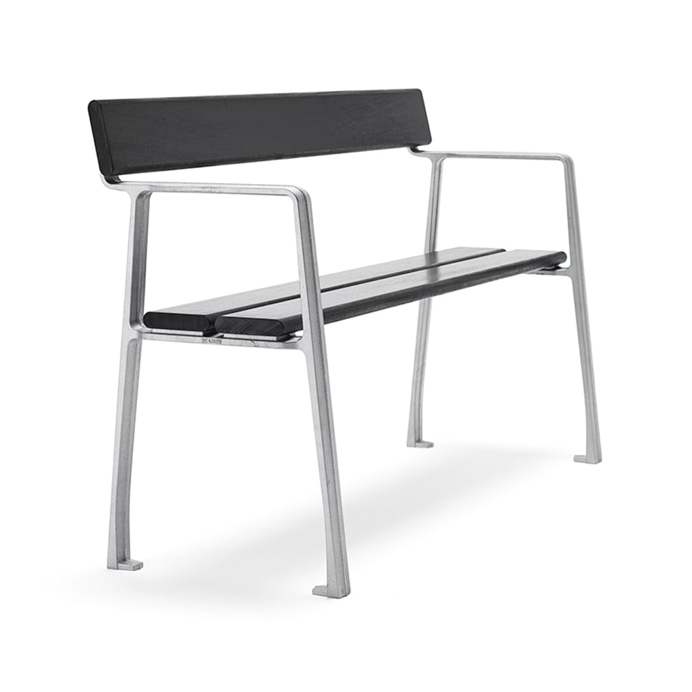 Byarums bruk Piccolo bank Mahonie zwarte beits, onbewerkt aluminium frame
