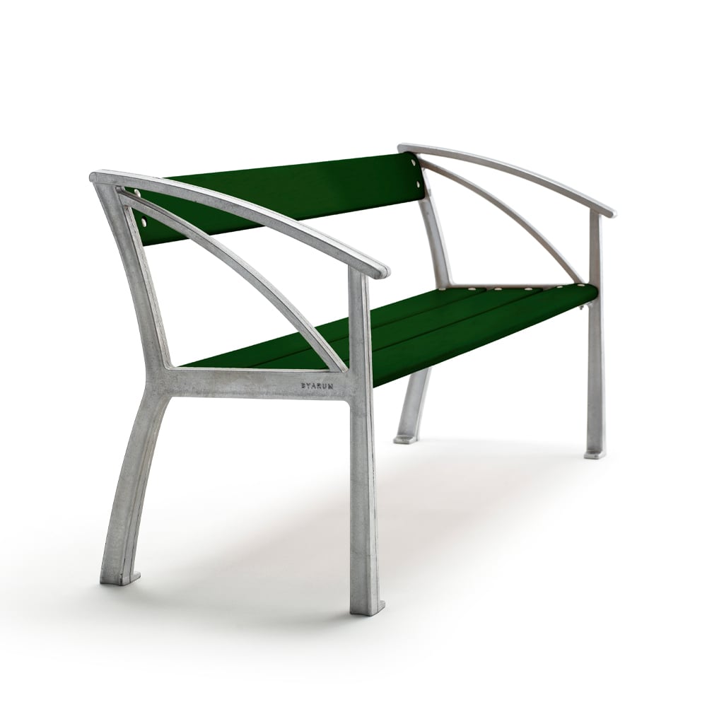 Byarums bruk Vasa bank Groen, onbewerkt aluminium frame