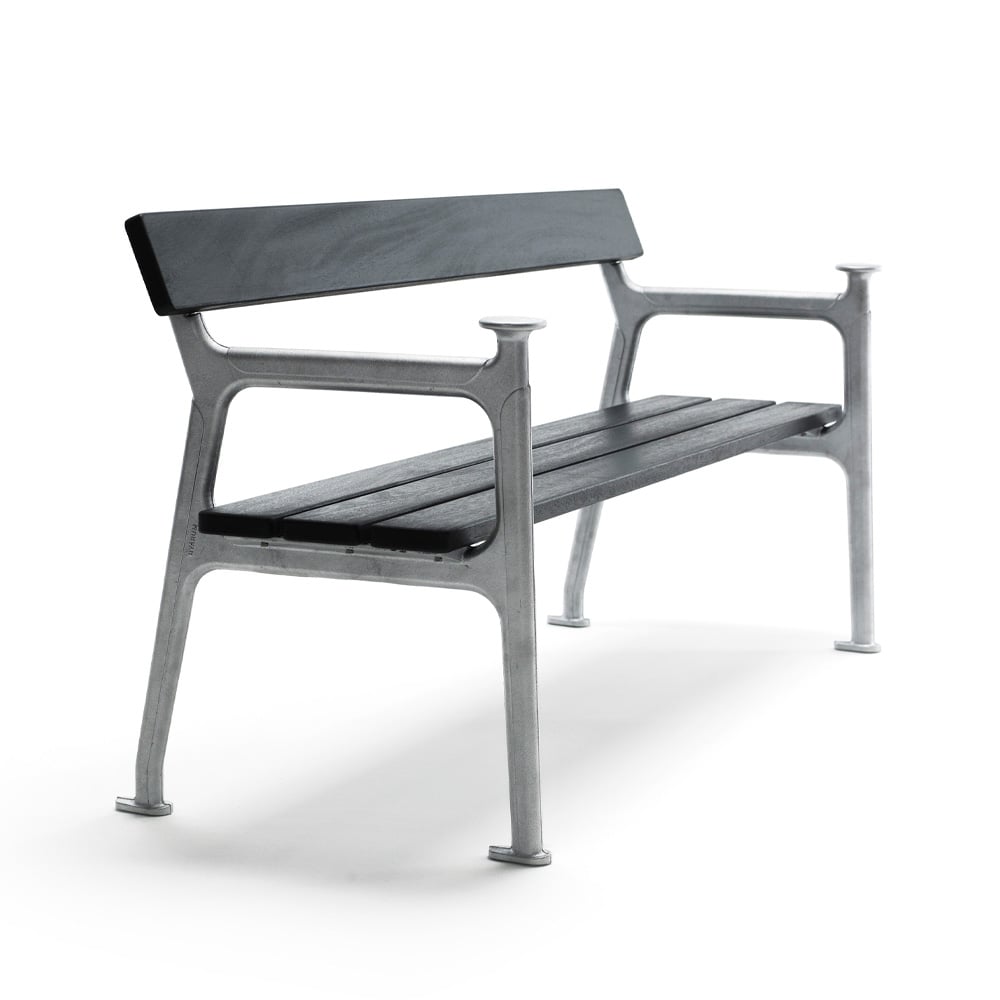 Byarums bruk Vilamoura bank Mahonie zwarte beits, onbewerkt aluminium frame