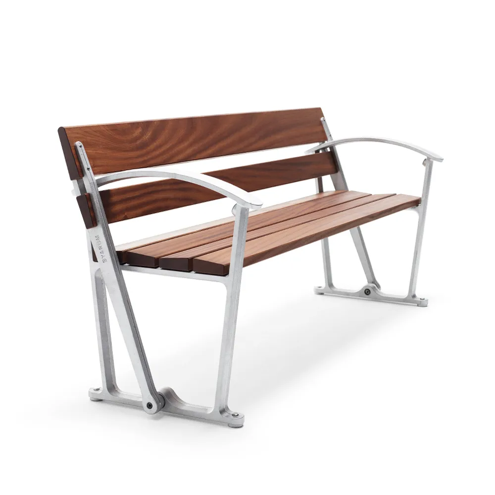 Waterloo bank, Mahonie, onbewerkt aluminium frame Byarums bruk