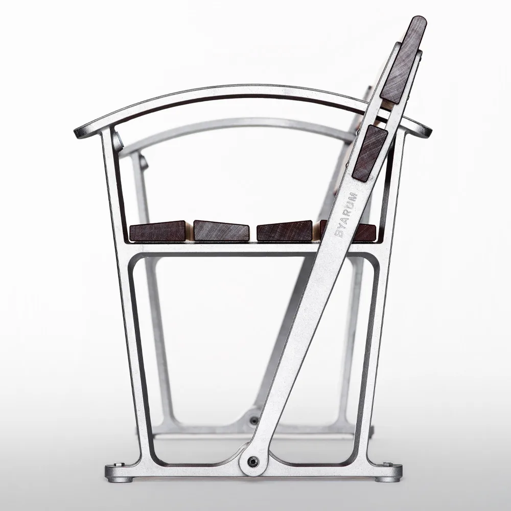 Waterloo bank, Mahonie, onbewerkt aluminium frame Byarums bruk