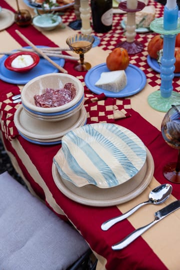 Armona stripe bord 23,5x23,5 cm - Lichtblauw-wit - Byon
