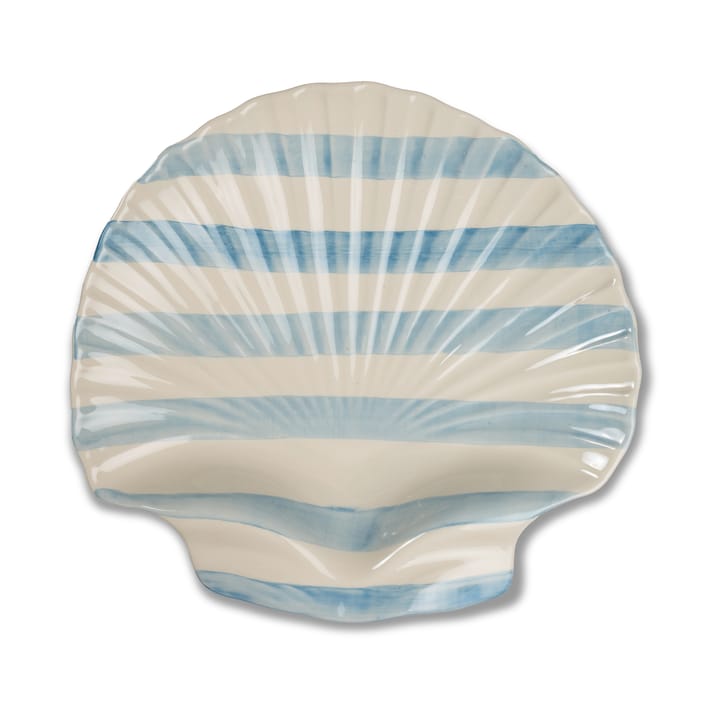 Armona stripe serveerschaal 32x32,5 cm - Lichtblauw-wit - Byon