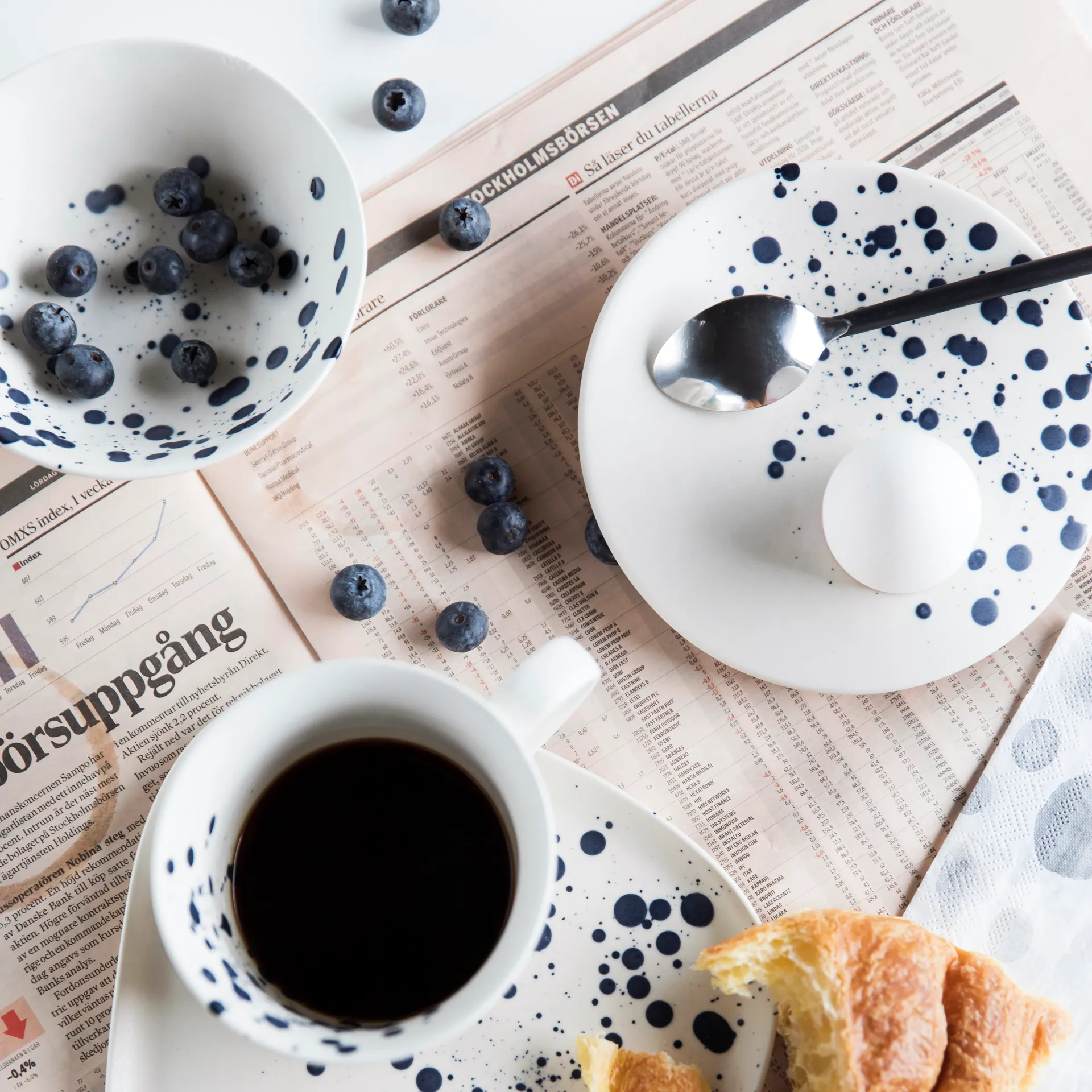 Dottie kom Ø13 cm, Zwart-wit Byon