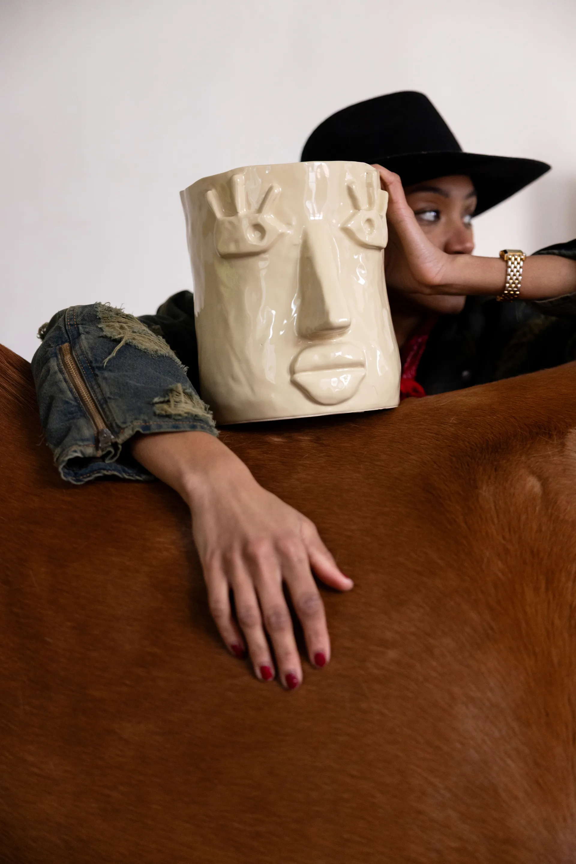 Facy pot L 24x19x22 cm, Beige Byon