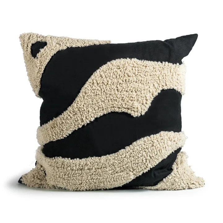 Fluffy kussen 50x50 cm - Black-beige, 50x50 cm - Byon