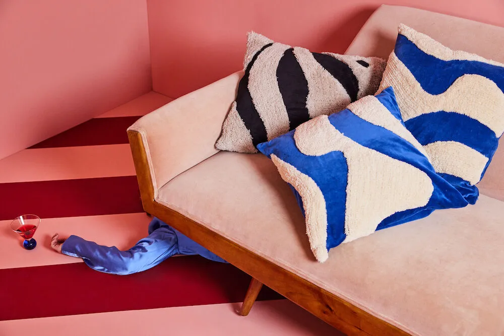 Fluffy kussen 50x50 cm, Blue-beige Byon