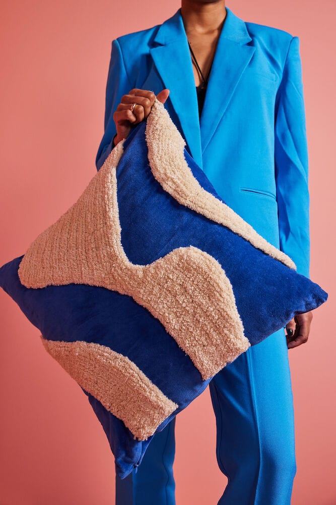 Fluffy kussen 50x50 cm, Blue-beige Byon