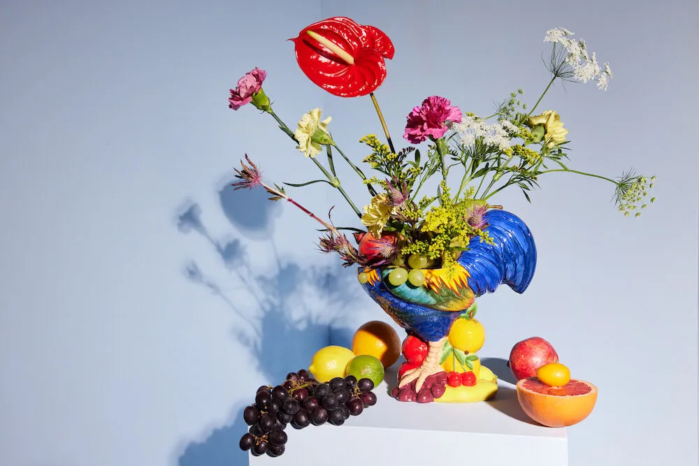 Fruity Rooster kom, Blauw Byon