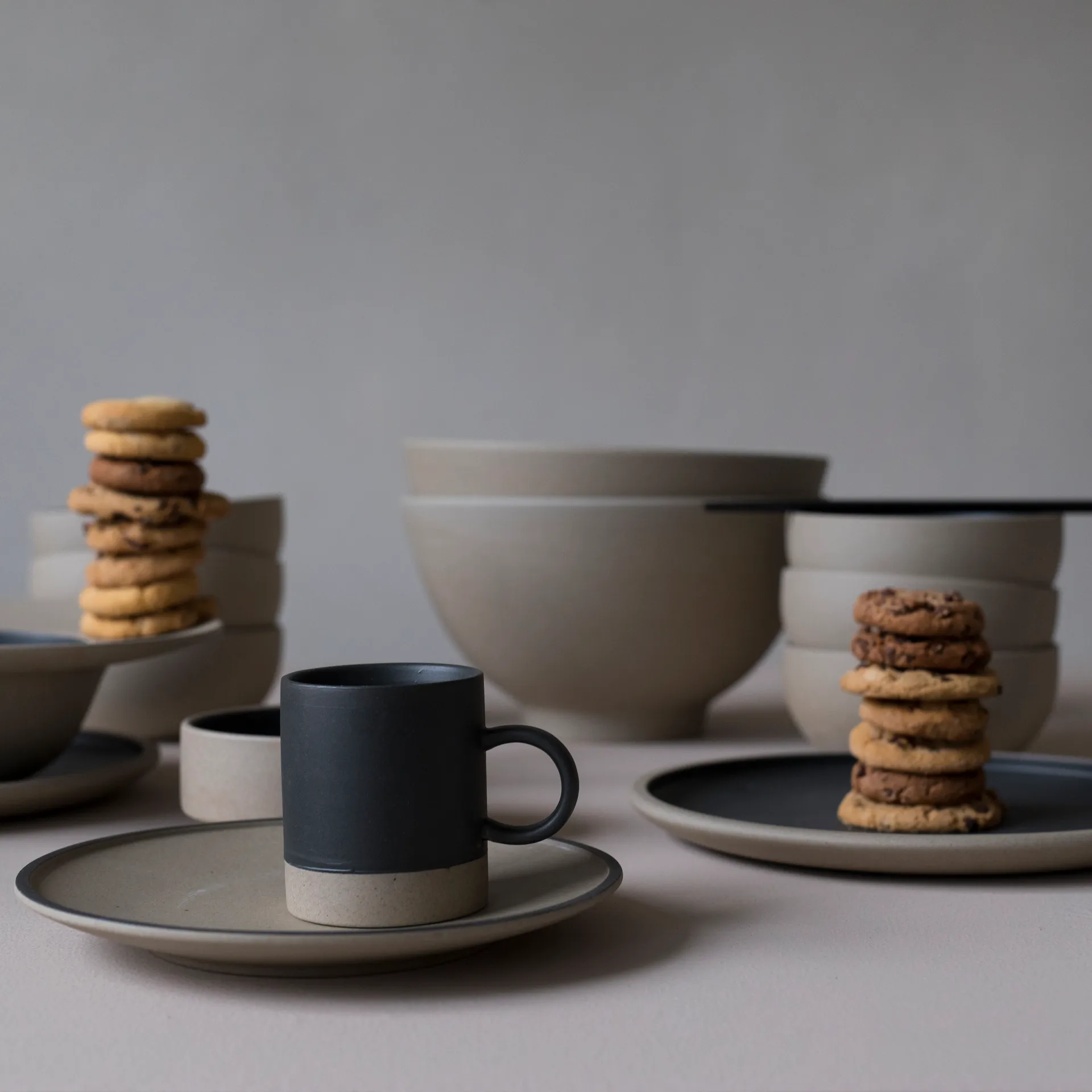 Fumiko mok, Beige-zwart Byon