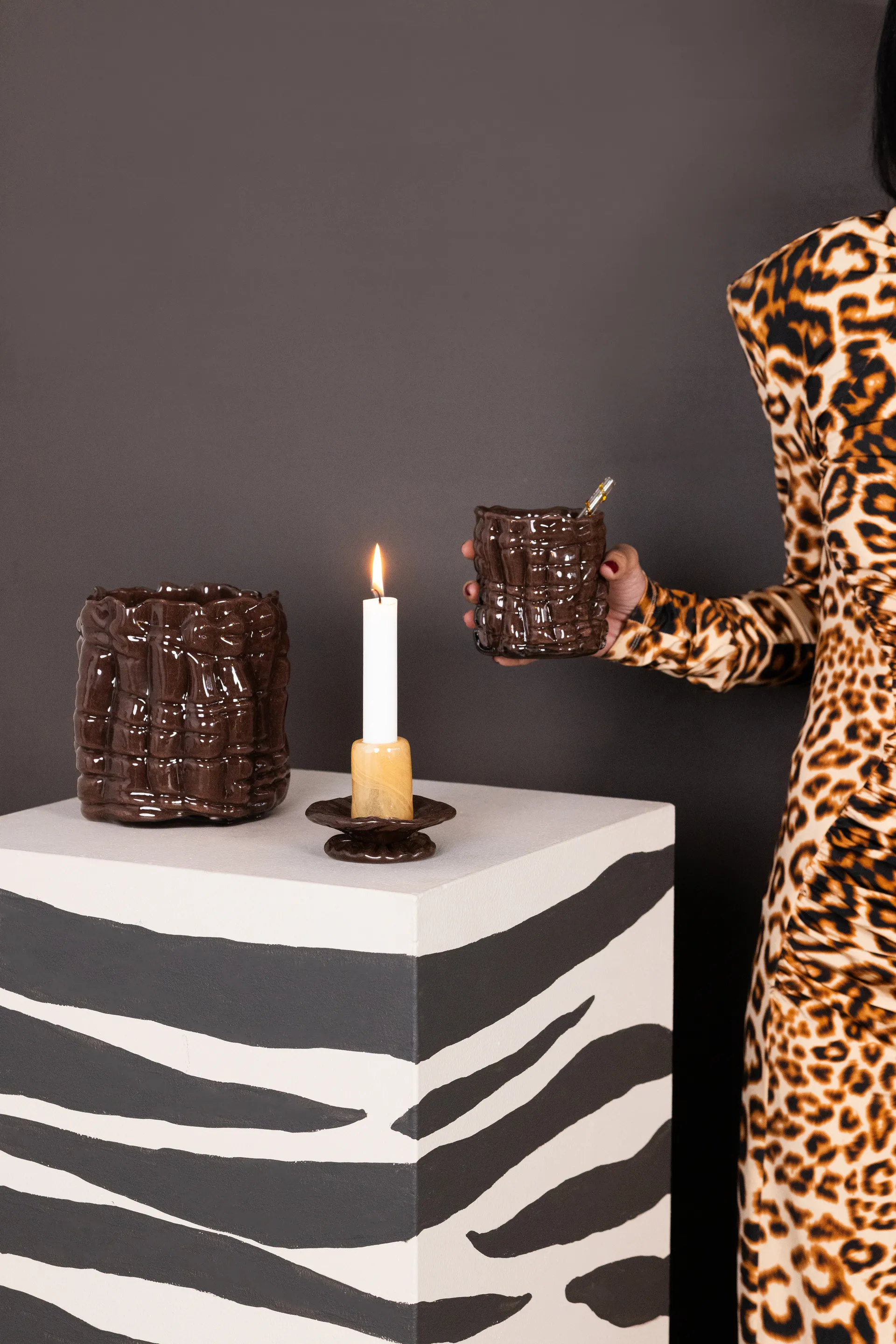 Laranne kaarsenhouder Ø10 cm, Bruin Byon