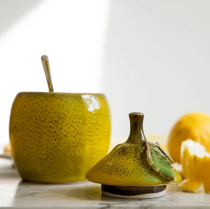 Lemon jam kom met deksel 15,5 cm, Geel Byon
