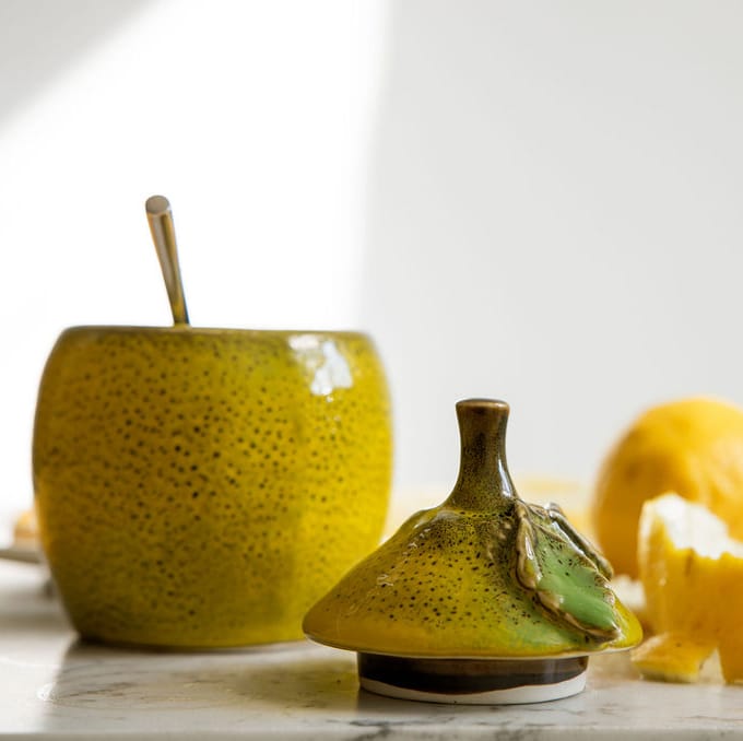 Lemon jam kom met deksel 15,5 cm, Geel Byon