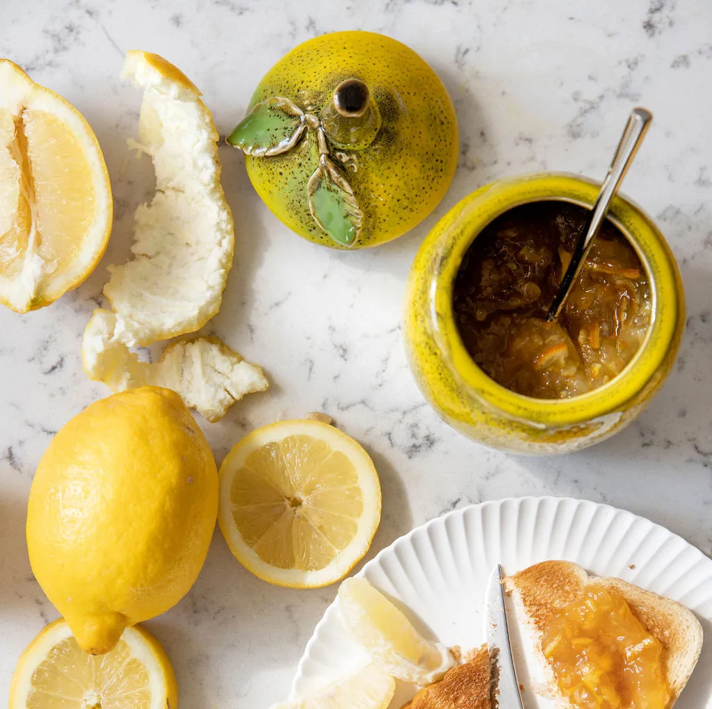 Lemon jam kom met deksel 15,5 cm, Geel Byon