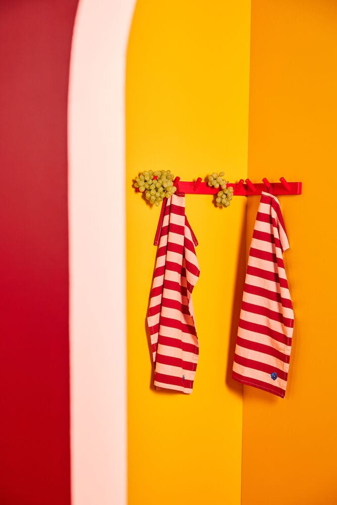Leya stripe keukenhanddoek 50x70 cm 2-pack, Rood-roze Byon