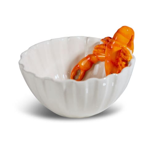 Lobsti schaal Ø14 cm - Wit-oranje - Byon