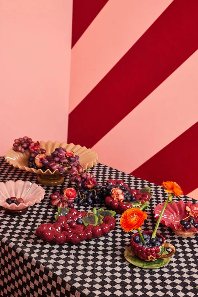 Lori schaal M Ø18 cm, Bordeaux-beige Byon